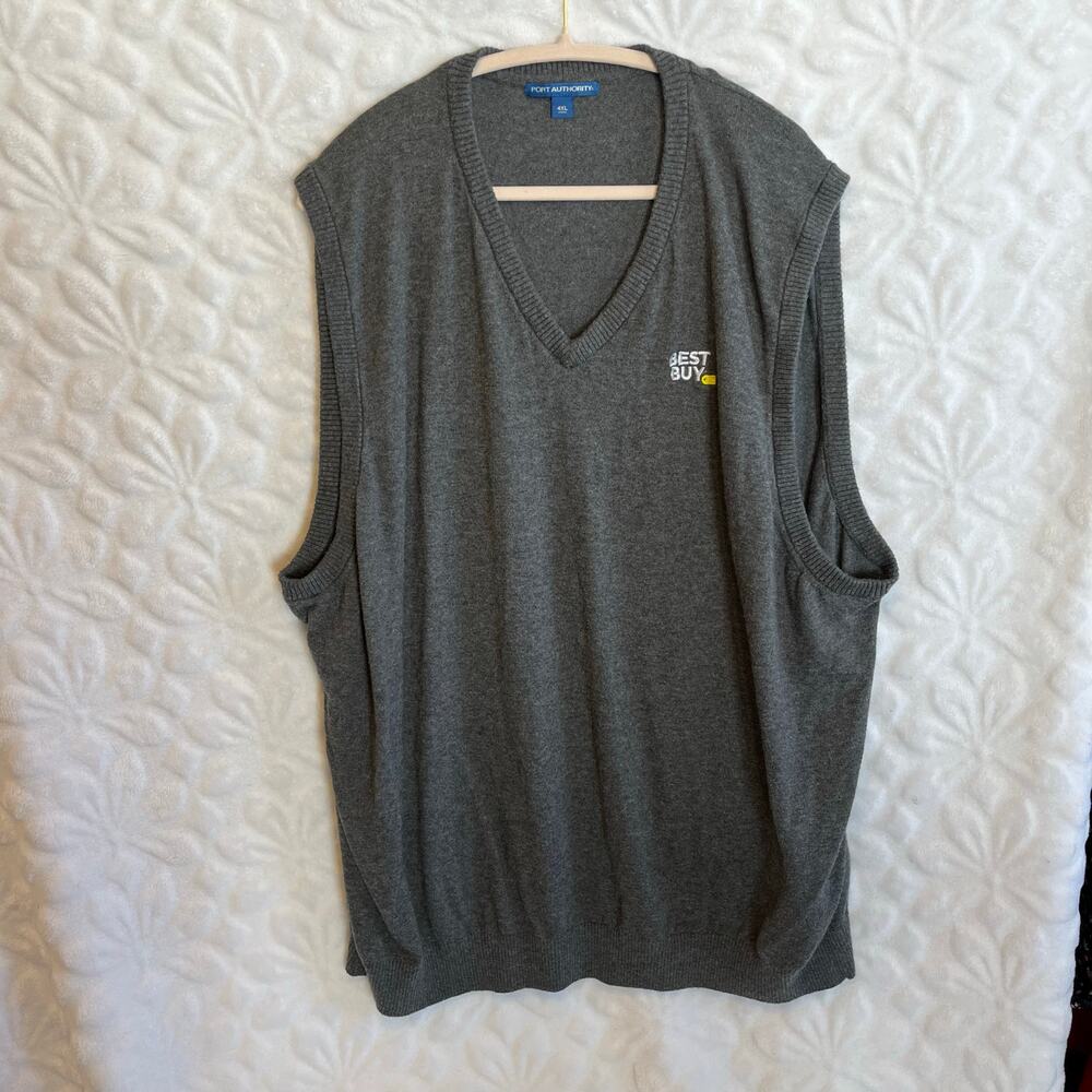 Port authority Best Buy grey sweater vest size 4XL preowned excellent worn once